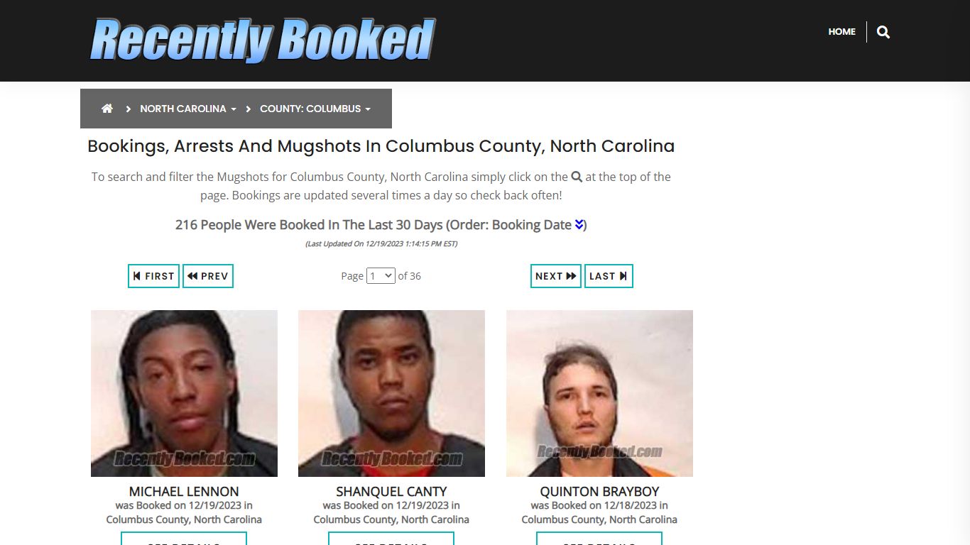 Bookings, Arrests and Mugshots in Columbus County, North Carolina